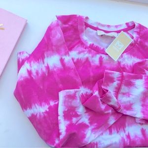 Michael Kors tie dye electric pink sweatshirt NWT